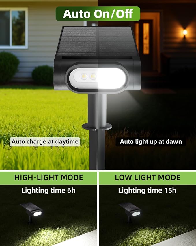 RGB Christmas Solar Spot Lights Outdoor, 12 RGB Color Modes Landscape Light Waterproof IP67 with Remote Control, 2-in-1 Color Changing RGB/Cool/Warm White for Yard Garden Christmas 4 Pack