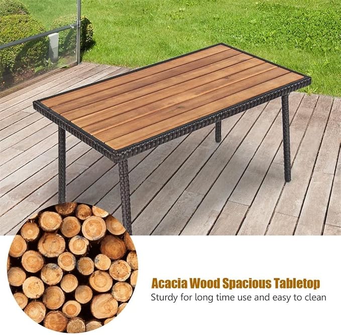 4PCS Patio Rattan Furniture Set Outdoor Conversation Coffee Table W/Cushions Single Chair