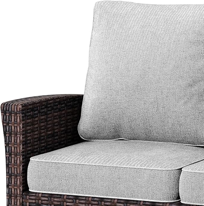 HERA'S HOUSE Patio Furniture Set with High Back Swivel Chair, 6-Piece Outdoor Wicker Sectional Conversation Set with Ottomans, 3-Seat Couch with Rattan Table for Garden Backyard, Gray