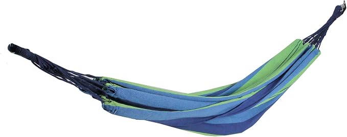 Northlight 78" Blue and Green Striped Woven Cotton Double Brazilian Hammock