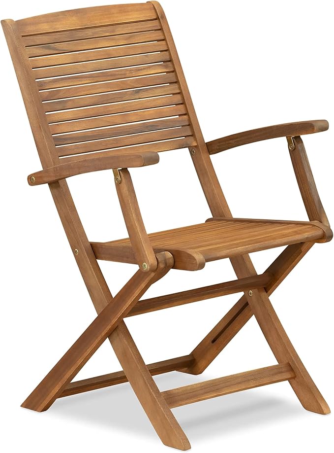 East West Furniture DEHD5CANA 5 Piece Patio Garden Table Set Includes a Rectangle Outdoor Acacia Wood Dining Table and 4 Folding Arm Chairs, 40x72 Inch, Natural Oil