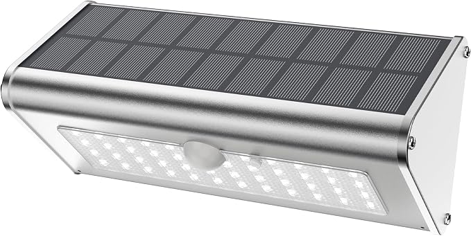Super Bright Solar Outdoor Lights IP65 Water Proof, 1100 Lumens Wireless 4500mAh LED Motion Sensor Lights, Aluminum Metal Housing Security Lights with 4 Modes Flood Wall Lights, 1 Pack (Daylight)