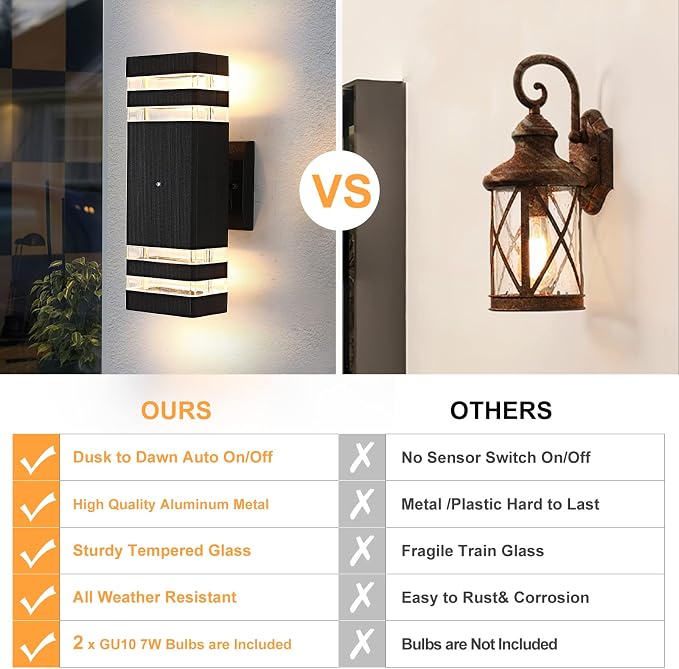Dusk to Dawn Outdoor Lighting 4 Pack, Porch Lights Outdoor Wall Lamps for Patio Waterproof 3000K Warm White Exterior Light Fixture Sconce Lights for House Hallway Garden Corridor