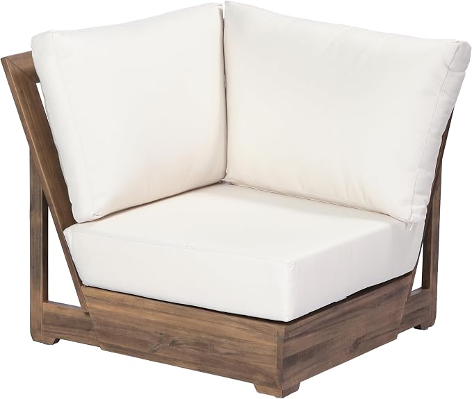 Christopher Knight Home Outdoor Sofa Set, Acacia Wood Modular Patio Furniture Set with Floor Seating Cushions Coffee Table Slatted Design Sectional Backyard Garden Conversation Set
