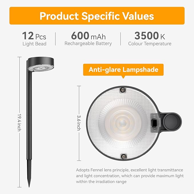 Ahaorigin 12 Pack Solar Pathway Lights Outdoor, 12 Brighter LED Solar Lights Outdoor Waterproof, Up to 12 Hrs Modern Solar Powered Path Light for Yard Garden Walkway Driveway, Warm White