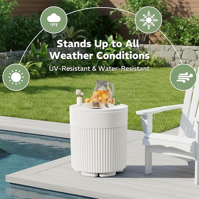 FONTOI Outdoor Cooler Side Table 2 Pack, 2 in 1 Ice Chest Side Table,as Cooler Side Table,Cooler Table for Patio, Parties Picnics, Beach