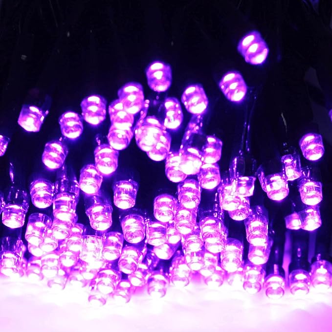 Solar Halloween Lights Outdoor 2 Pack 480 LED Solar String Lights Purple | 170FT, 8 Modes, Auto On/Off, Memory Function, Waterproof Solar Twinkle Lights for Outside Garden Party Graveyard Horror Decor