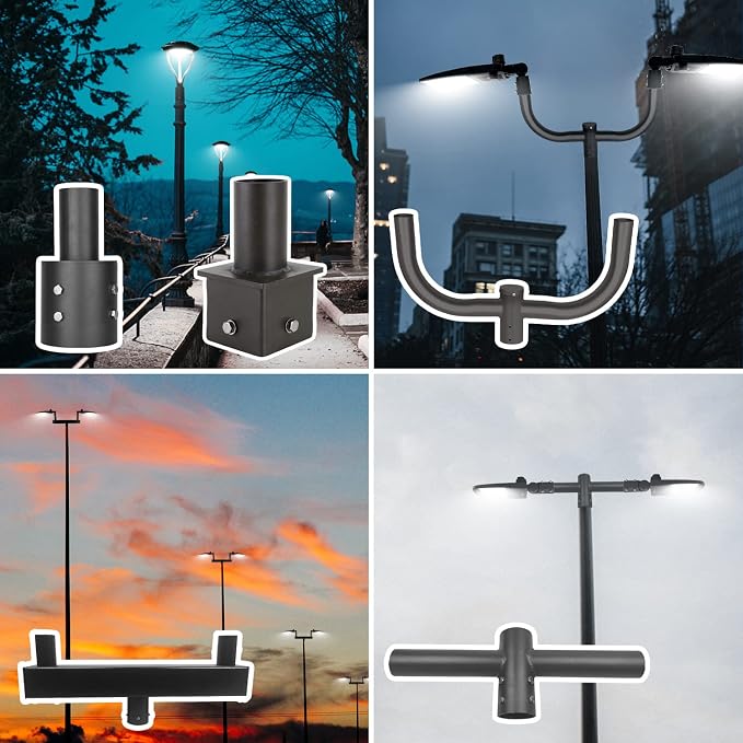 Tenon Adapter for 5 inch OD Square Pole Vertical Bracket Adapter with Slip Fitter Mount (2 3/8") Mounting Bracket Accessories for Outdoor Shoebox Lighting Parking Lot Light Street Light