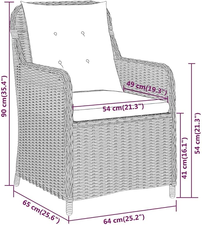5 Piece Patio Dining Set Black with Cushions Outdoor Rattan Table and 4 Chairs for Garden Backyard Porch Steel Frame Glass Top Weather Resistant