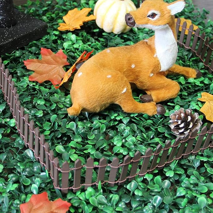 Miniature Fairy Garden Fence, DIY Wood Picket Fence Mini Ornament (Brown)
