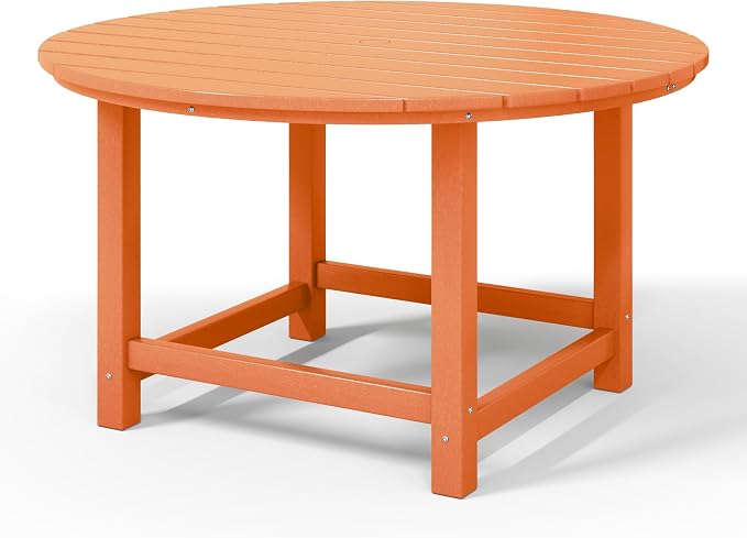 WestinTrends Malibu Kids Outdoor Patio Furniture HDPE 38" Wide Round Dining Table, Orange