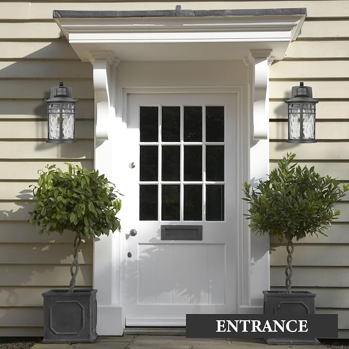 Darkaway 2pcs Large Outdoor Porch Lights Wall Mount, 15inch Outside Light Fixtures Sconces Wall Lighting with Water Ripple Glass Waterproof Exterior Lights for Patio Yard Garage