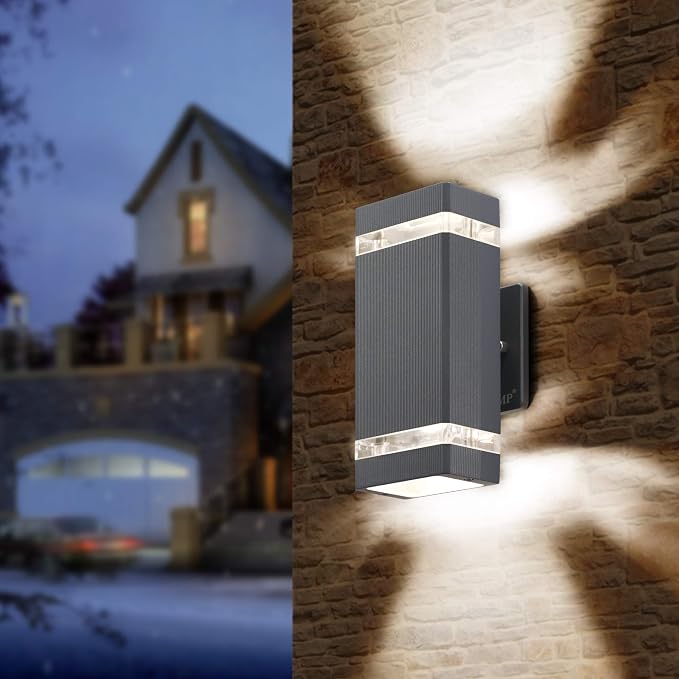 LMP LED Outdoor Wall Light, Aluminum IP65 Waterproof Porch Lights | Up and Down,3000K 5W G10 Bulbs Included,ETL Certified,Outside Wall Exterior Lighting Fixtures for House, Front Door, Garage