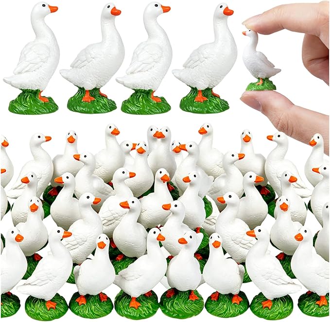 25pcs Mini Resin GooseT iny Animal Figurines Bulk | Small Desk Goose Decor for Garden Lawn Yard Micro Landscape Aquarium Potted Ornament DIY Craft