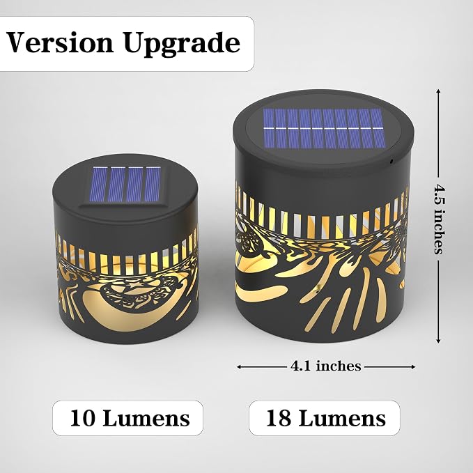 2 Pack Large Solar Fence Lights Metal Solar Powered Outdoor Wall Deck Step Lights Tree Theme Waterproof Fence Light for Garden Post Patio Backyard Yard Decor, Gardening Gifts for Women Mom Grandma
