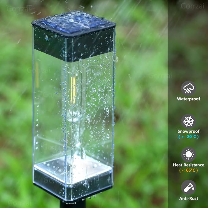 Solar Pathway Lights Outdoor Waterproof Landscape Lighting 4 Pack | Solar Lights Outdoor for Yard Driveway Garden Walkway Lawn Path Decor, Auto On/Off, LED Bright 3000K Tungsten Filament Bulb