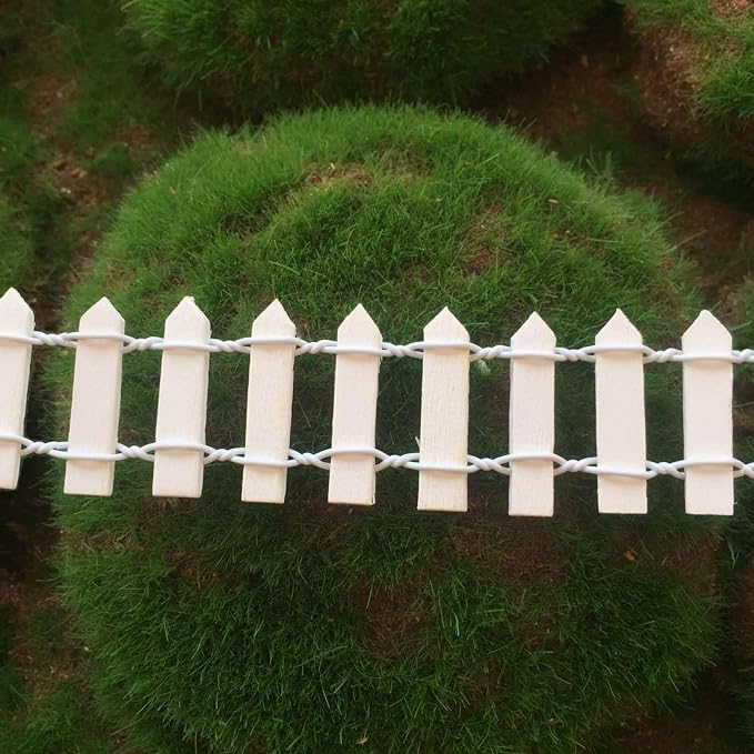 35 Inches Mini Fairy Garden Fence DIY Small Wood Decorative Picket Fence Micro Landscape Miniature Ornaments for Dollhouse, Crafts, Diorama Project, Plant Pot (Nature Wood(2 PCS))