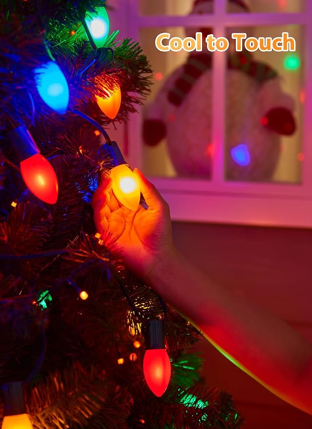 Vintage C9 Christmas Lights Outdoor, 50Ft 25 LED Multicolor String Lights | Waterproof Shatterproof Connectable Christmas Tree Lights for House Outside Roofline Patio Yard Home Xmas Decorations