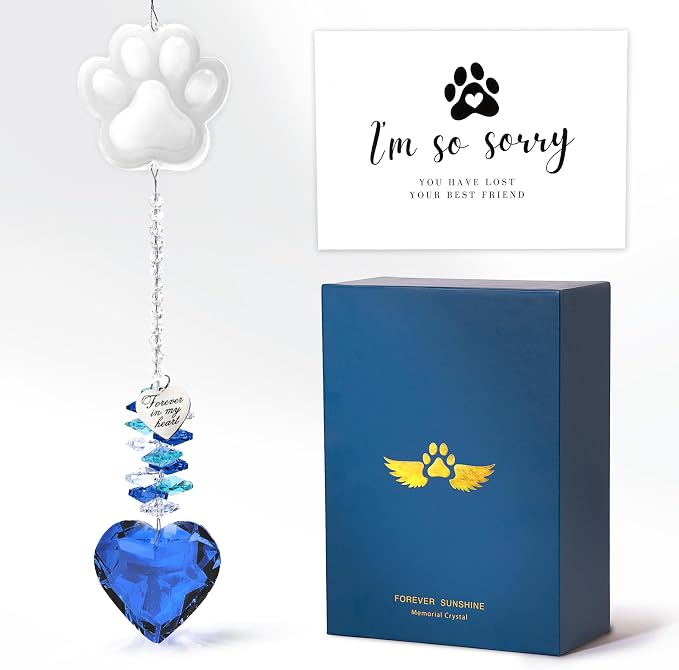 Pet Memorial Suncatcher, Dog Memorial Gifts, Pet Loss, Pet Sympathy, Thoughtful Dogs and Cats Remembrance, Bereavement Gifts - Blue