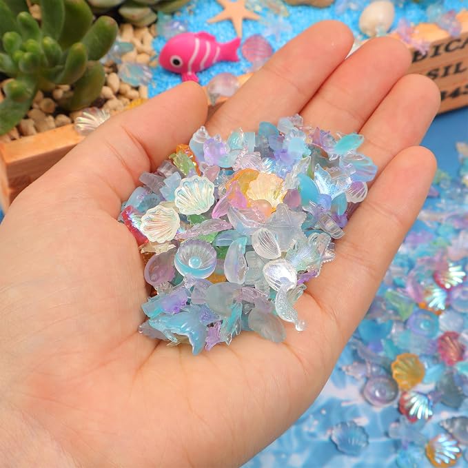 300PCS Luminous Ocean Mini Resin Sea Animals for DIY Crafts Dollhouse Miniatures Mini Animals Plastic Sea Creature Marine Life Bulk for Fairy Garden Micro Landscaping Aquarium Fish Tank Decoration