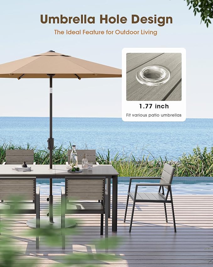 Outdoor Dining Chiars Set of 2, Aluminum Patio HDPS Outdooor Dining Chiars, All Weather Patio Furniture Set (Classic Gray)