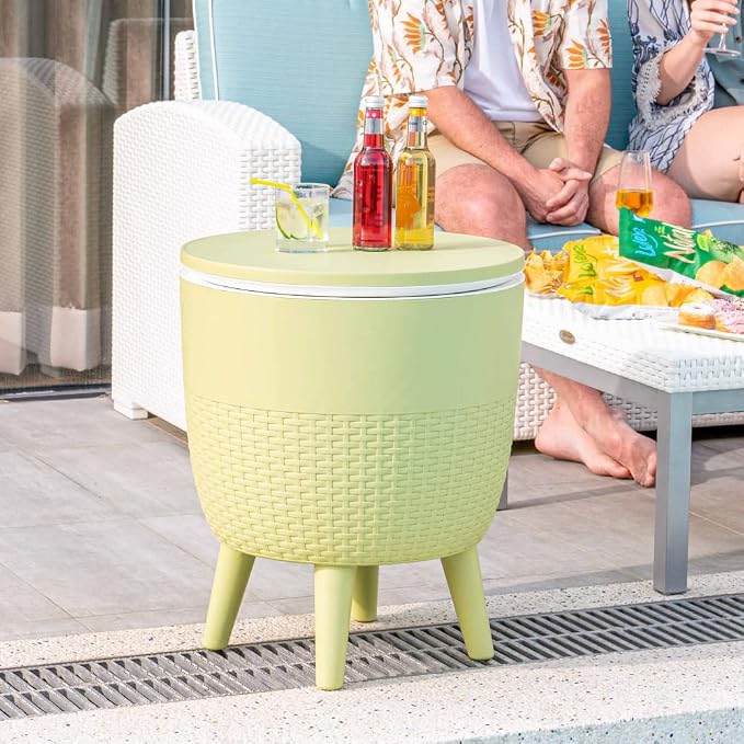 Lagoon Cancún Outdoor Cooler Bar/Cocktail/Coffee 3-in-1 Patio Table (Wasabi Green)