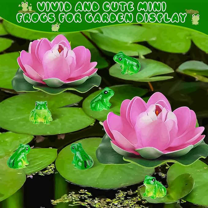 60 PCS Mini Resin Frogs Green Frogs Figurines for Model Fairy Garden | Model Fairy Garden Miniature Moss Landscape Display, DIY Terrarium Crafts, Home Decor, Hiding Game