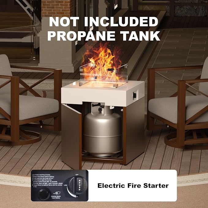Aluminum Patio Furniture Set, 7-Piece Oversized Outdoor Conversation Set with Fire Pit Table & Coffee Table, All Weather Modern Brown Sofa for Deck, Garden, Poolside