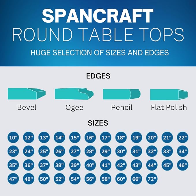 Spancraft 39" Inch Round 3/8" Thick Clear Glass Table Top with Flat Polished Edge and Tempered Glass, Replacement Glass Table Top, Great for Dining Tables, end Tables, and Outdoor Patio Table Tops or