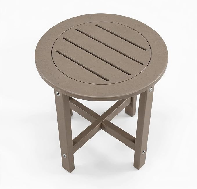 18" Outdoor Round Small Side Table, Patio End Table for Outside, Bar Height Patio Table for Backyard, Garden, Deck, Porch, Indoor Companion, Easy Maintenance