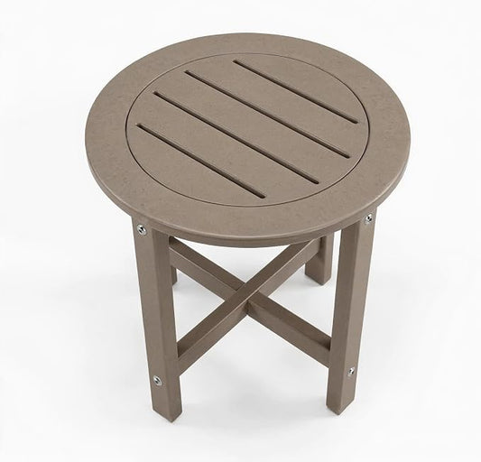 18" Outdoor Round Small Side Table, Patio End Table for Outside, Bar Height Patio Table for Backyard, Garden, Deck, Porch, Indoor Companion, Easy Maintenance