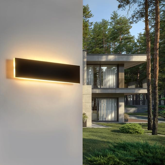 Outdoor Wall Light LED Long Wall Sconce 7.88in Ip65 Waterproof Black Modern Outdoor Lights 3000k 7W Metal Exterior Light Fixture for Porch Light Patio Front Door Yard Garden Villa Living Room