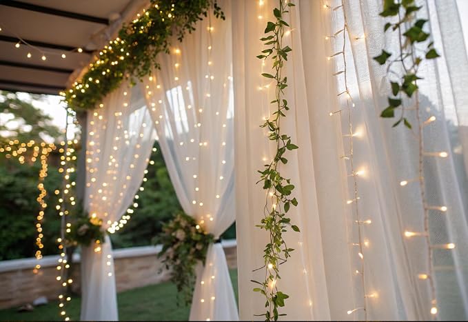 Solhice LED Curtain Lights Outdoor 30ft x10ft, 720 LED Plug in Hanging String Lights Indoor, Twinkle Light Backdrop for Outside Wedding Bedroom Décor, Warm White (Not Connectable)