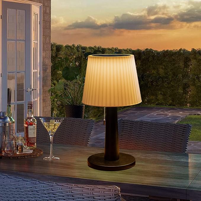 Beautyard Solar Table Lamps Outdoor Indoor - Mothers Gifts 3 Lighting Modes, 4000mAh Eye-Caring LED Waterproof Cordless Solar Desk Lamp with Pull Chain Garden Outside Patio Garden Bedroom