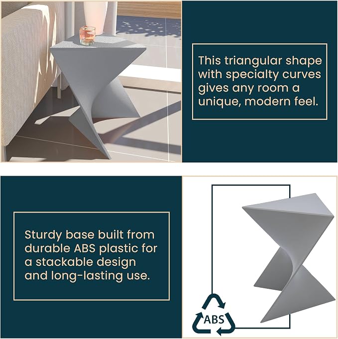 LeisureMod Modern Grey Accent Side Table - Stylish Side Vanity Table for Bedroom & Living Room