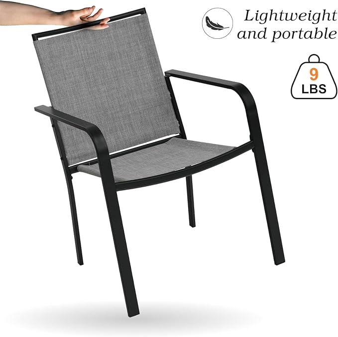 Outdoor Dining Table with 4 Stackable Chairs,41" Round Patio Table with Adjustable Umbrella Hole,Stable Patio Dining Set for Home or Outside
