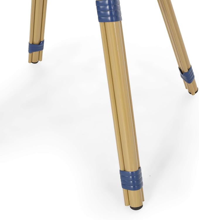 Christopher Knight Home Picardy Bistro Table, Navy Blue + White + Bamboo Print Finish