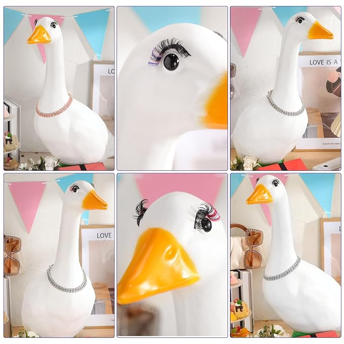 Geelin 7 Pcs Porch Goose Outfit Eyelash for 23/17'' Plastic Lawn Goose Statue Reusable Mink Fake Lashes End 3D Salon Eyelashes for Lawn Patio Art Decoration(Classic,Multicolor)