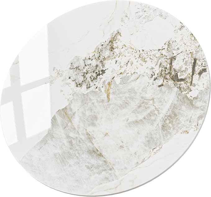 47.2" Round Ivory Sintered Stone Table Top - Heat Resistant Waterproof for Dining Table, Office Desk, Bar, Patio