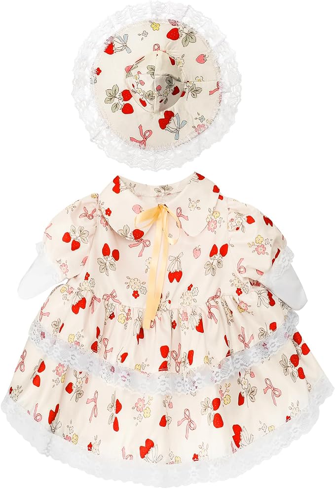 Porch Goose Outfit, 23" Porch Goose Clothes with Strawberry Skirt and Hat for Spring Summer Party Outdoor Patio