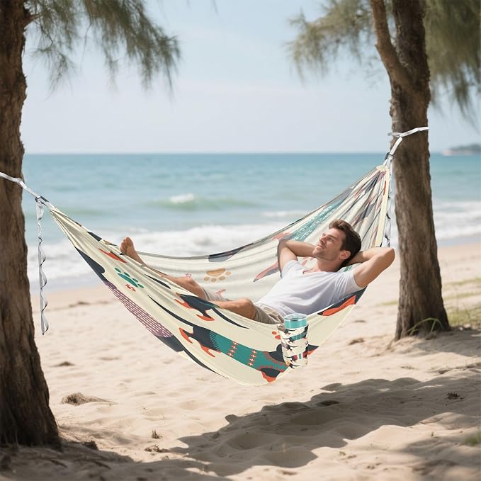 Colorful Dachshunds Camping Hammock, Portable Lightweight Single Hammock with Tree Straps and Aluminum Carabiners, 114" x 54" Travel Hammock for Hiking Backpacking Beach