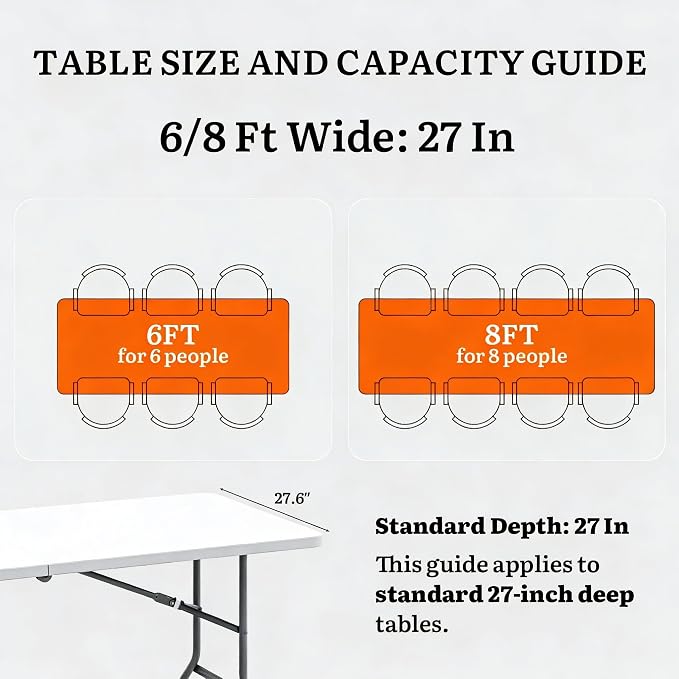 DWVO 6FT Folding Table, Heavy Duty Folding Tables with Carrying Handle, HDPE Fold up Table for Outdoor Camping Picnic Parties, Indoor Events (White)