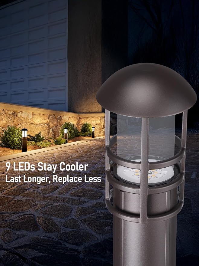LEONLITE 4-Pack Low Voltage Landscape Pathway Lights, 3W, CRI90, 3000K | 12-24V AC/DC, Aluminum, ETL, Warm White, Low Voltage LED Bollard Path Lights, for Walkway Yard Garden
