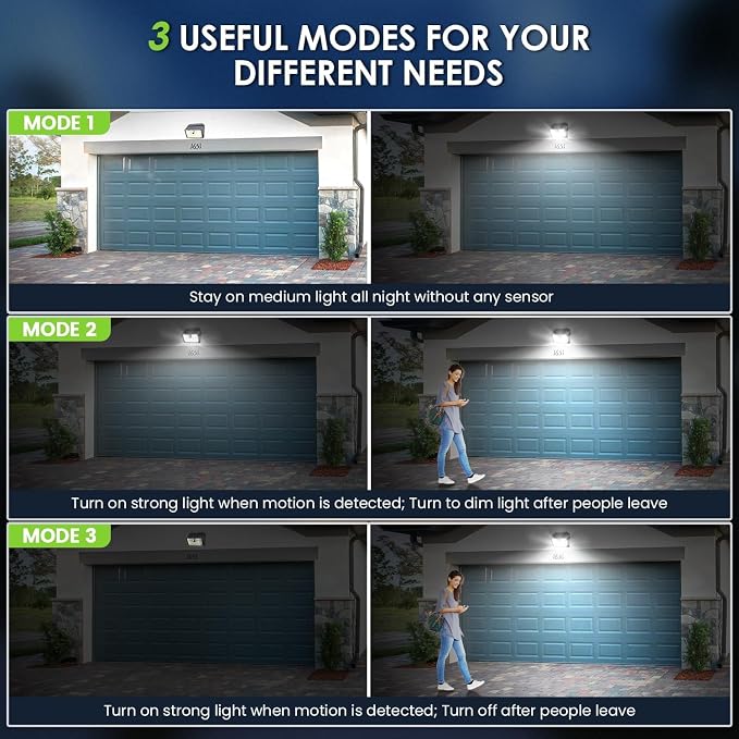 [16 Packs] Solar Motion Lights Outdoor, Ultra Bright Solar Fence Lights with Motion Sensor, IP65 Waterproof Security Light 3 Modes, 270° Lighting Angle, Wall Lights for Deck Patio Fence Garage Door
