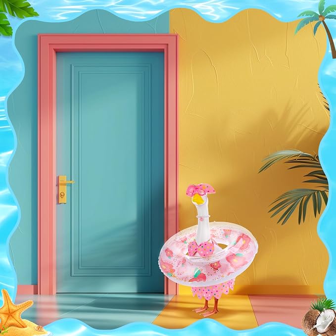 Porch Goose Outfit Summer Hawaiian Fishing Porch Goose Outfit Clothes Costume for 23 In Statue Garden Yard Decor