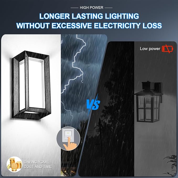 ledmo Outdoor Wall Lights 1800Lm Modern Outdoor Porch Light 6000K Bright Lighting Black Exterior Lighting Fixture Waterproof Christmas Fixture for House,Patio,Garage,Backyard，Hallway (2 Pack)