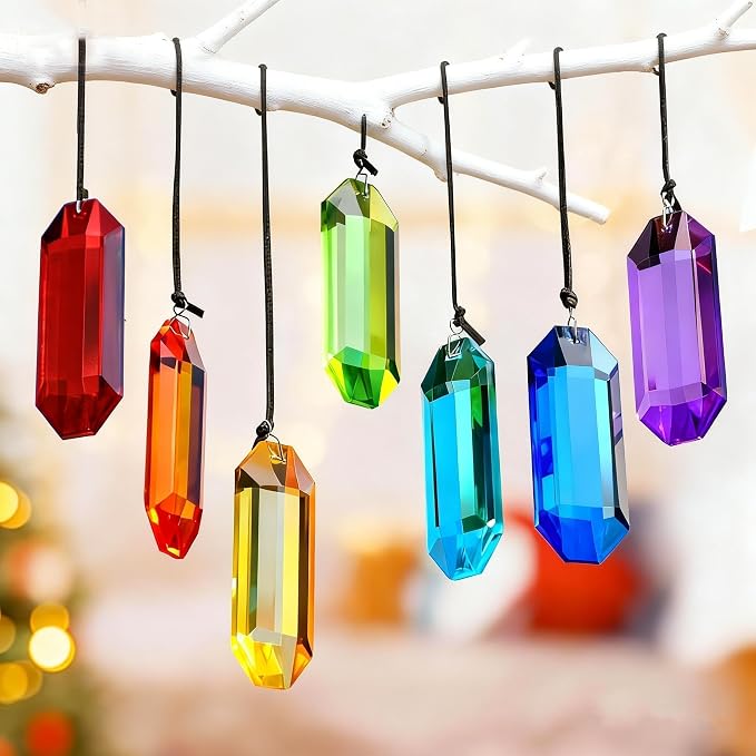 7pcs Crystal Suncatcher Prisms 3'' Sun Catchers Indoor Window | Rainbow Prism Crystals Hanging Suncatchers for Window Home Garden Decor,Glass Ornaments For Mother's Day Tree Decoration Gift