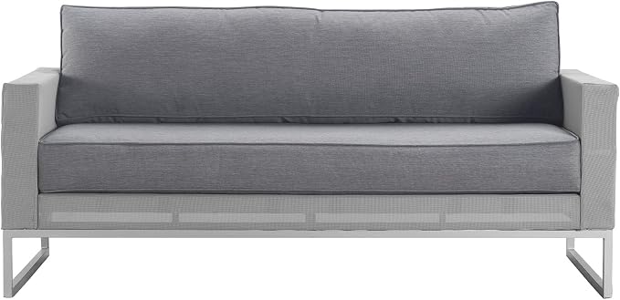Elle Decor Tropez Mesh Outdoor Patio Furniture Collection with Metal Frame Love Seat, Gray