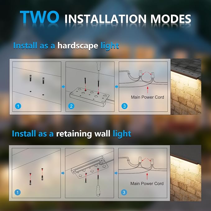 VOLISUN 12 Inch Retaining Wall Lights, 2700K Hardscape Lighting, 8 Pack | IP65 Waterproof, Cuttable Low Voltage Landscape Lighting, 12V Paver Lights, 5W Outdoor Step Lights, ETL