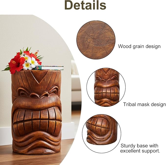 Outdoor Decor Tiki Face Sculpture-Tiki Totem Statues Waterproof Decorative Yard Patio Decorations
